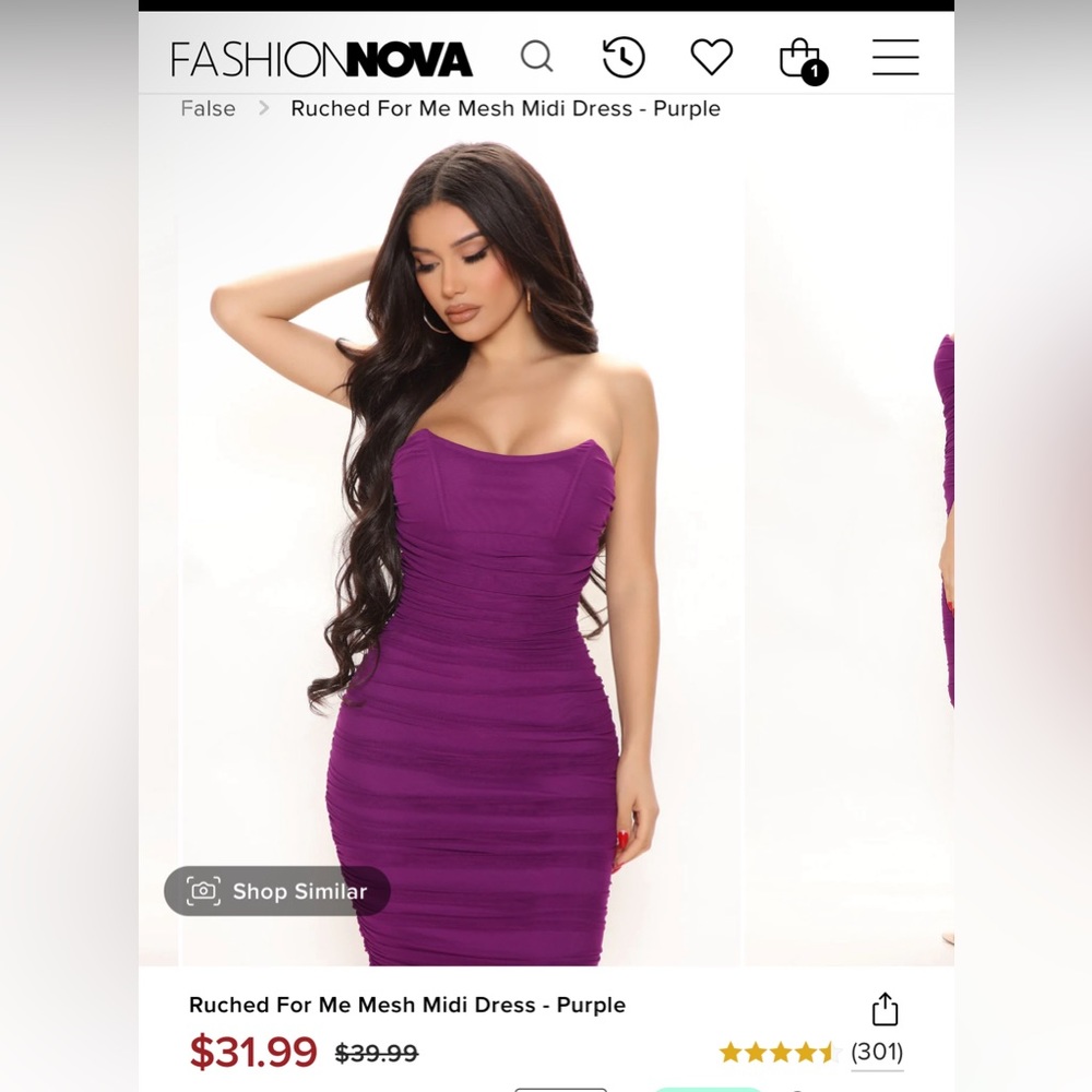 Fashion Nova purple strapless dress